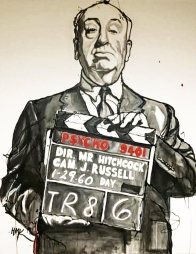 Painting of Alfred Hitchcock